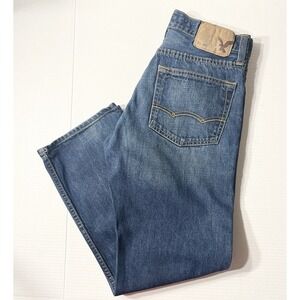 American Eagle Jeans Men's 28x30 Relaxed Straight Fit Dark Wash Stretch Mallsoft
